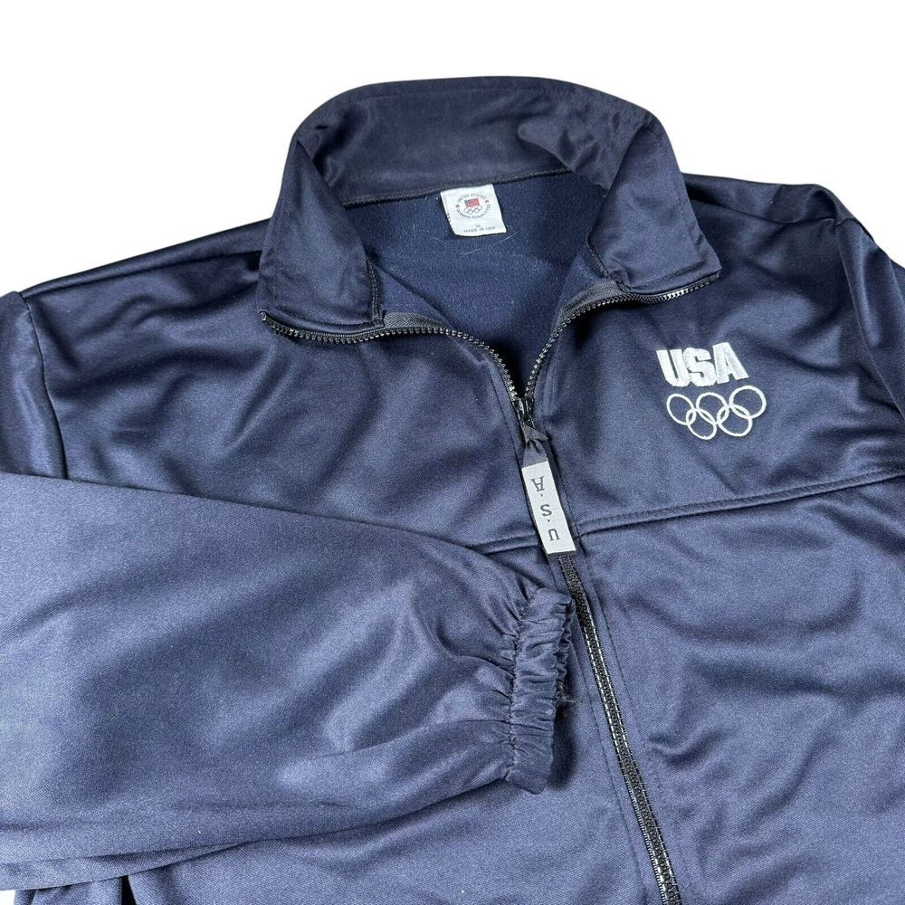 Vintage USA Jacket Men's‎ XL Olympic Full Zip Fleece Embroidered 90s Performance